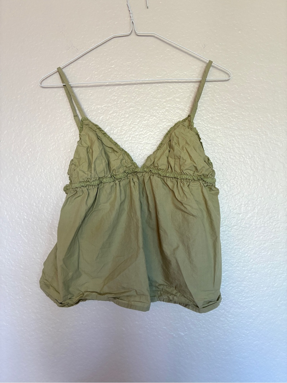 Urban Outfitters Olive Green Spaghetti Strap Babydoll Tank Top 100% Cotton Y2K